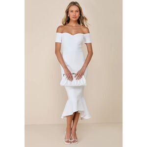 Lulus How Much I Care Ivory Off-the-Shoulder Midi Dress Size S NWT